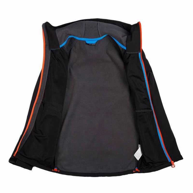 Customize LOGO Warm Fleece Hooded Softshell Jacket Men Windproof Mountain Climbing Hiking Clothing Waterproof Fishing Ski Coat