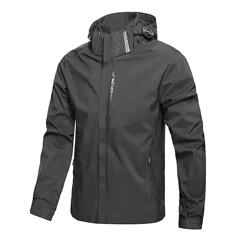 Waterproof Jacket Men Outdoor Windbreaker Jacket Removable Hooded Full Zip Coats Men Lightweight Softshell Outerwear Spring Fall