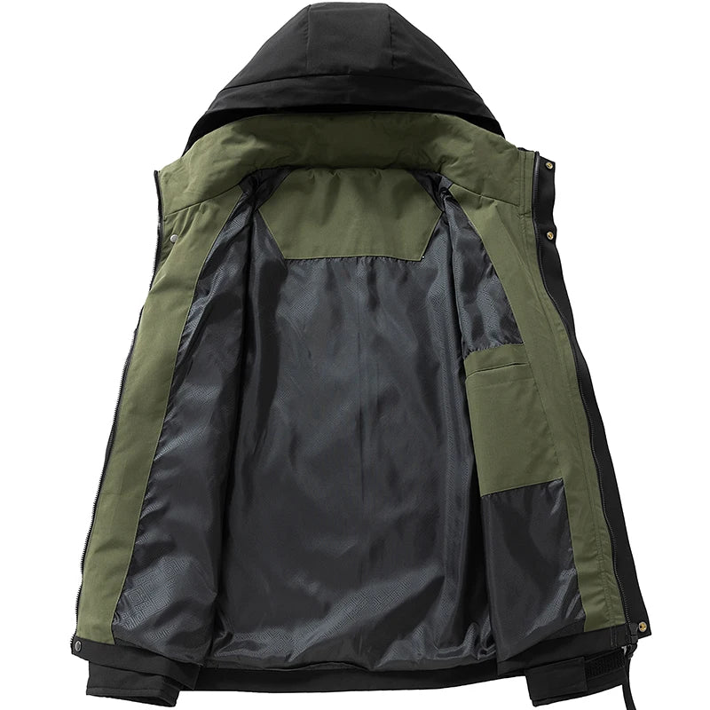 Softshell Jackets for Men Waterproof Zip Up Hooded Jacket Outerwear Coats with Zipper Pockets Hiking Camping Clothes Men 2025