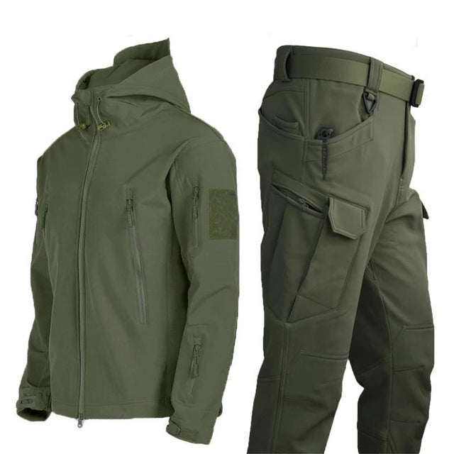 Army SoftShell Tactical Waterproof Jackets Men Hood Coat Military Combat Tracksuit Fishing Hiking Camping Climbing Pant Trousers