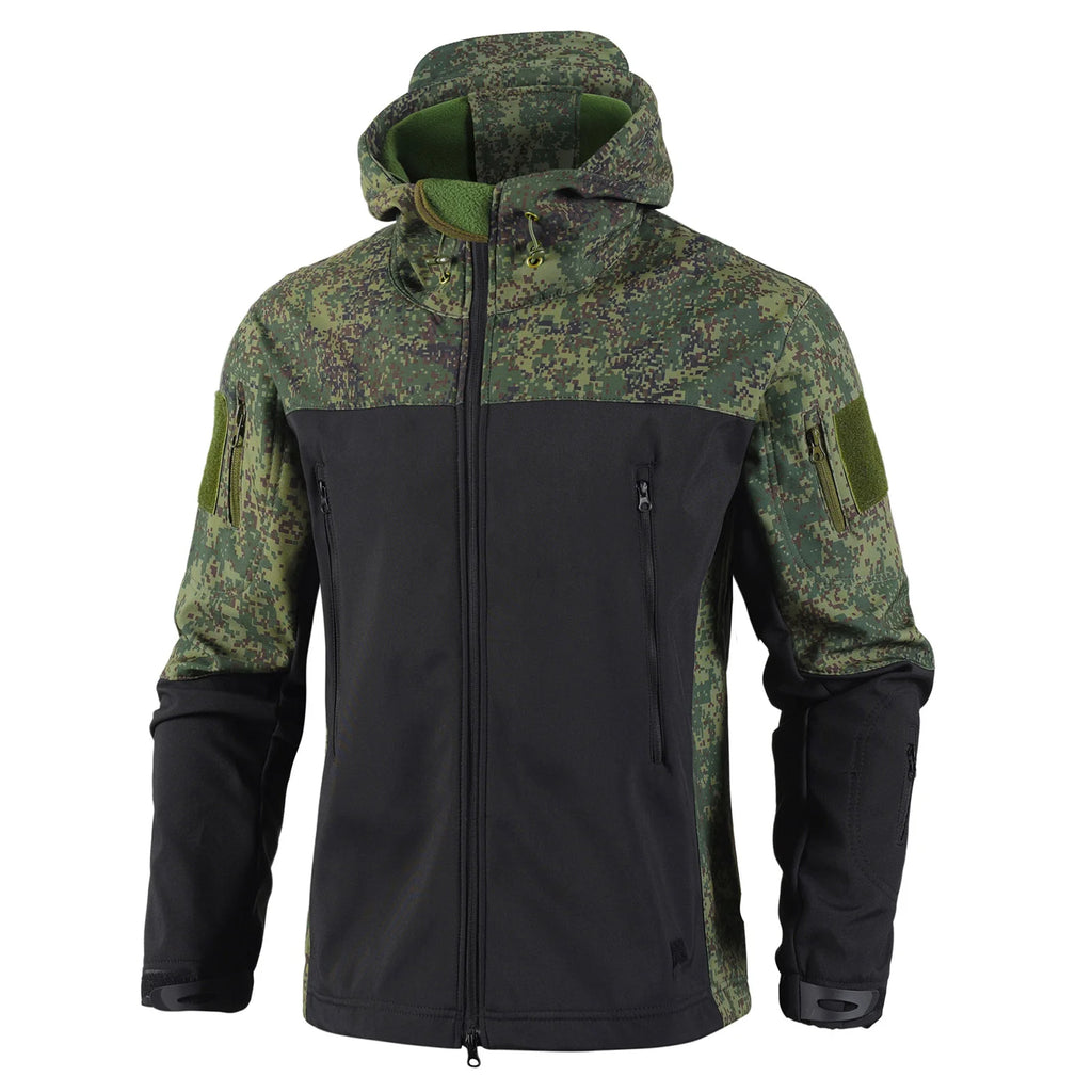 Men's Outdoor Waterproof Soft Shell Hooded Military Tactical Jackets Combat Hiking Camping Hunting Fleece Winter Autumn Coats