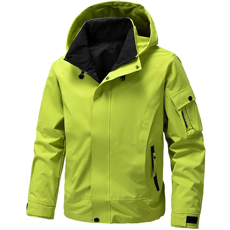 Softshell Jackets for Men Waterproof Zip Up Hooded Jacket Outerwear Coats with Zipper Pockets Hiking Camping Clothes Men 2025