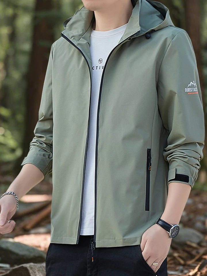 Men's Jackets Outdoor Waterproof Softshell Jacket with Hood Men Hiking Camping Outerwear Lightweight Coats Spring and Autumn