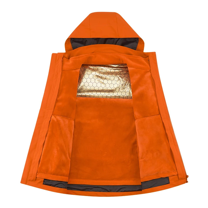 Outdoor Winter Man Three-in-one Hooded Climbing Camping Hiking Softshell Jackets Waterproof Windproof Thermal Windbreaker Women