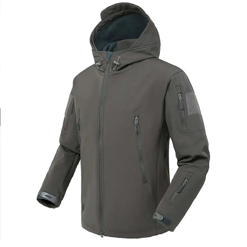 Men's Winter Tactical Jacket Softshell Waterproof Hooded Fleece Thermal Top Outdoor Fishing Hiking Camping Ski Hunting Pants