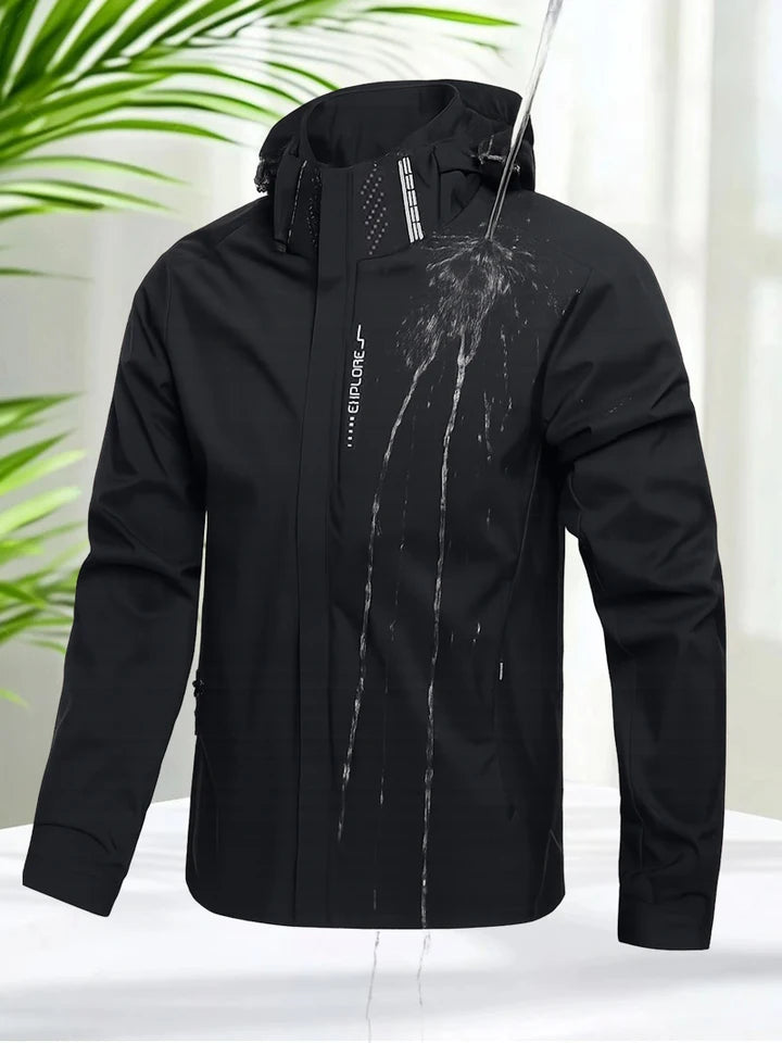 Waterproof Jacket Men Outdoor Windbreaker Jacket Removable Hooded Full Zip Coats Men Lightweight Softshell Outerwear Spring Fall