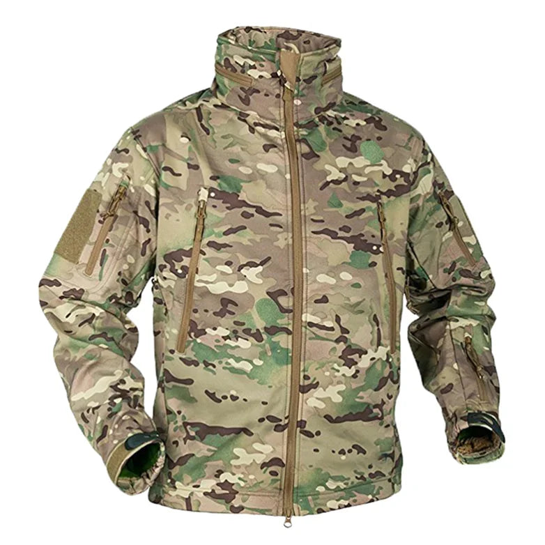 Winter Men Soft Shell Camouflage Tactical Jacket Waterproof Warm Fleece Hunting Jackets Hiking Fishing Hooded Coat Windbreakers