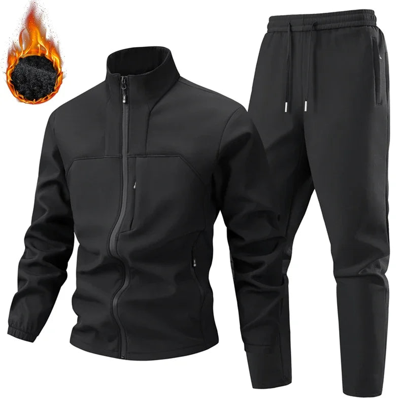 Outdoor Waterproof Shark Skin Tactical Sets Men Thicken Fleece Lined Soft Shell Combat Jackets+windproof Cargo Pants 2 Piece Set