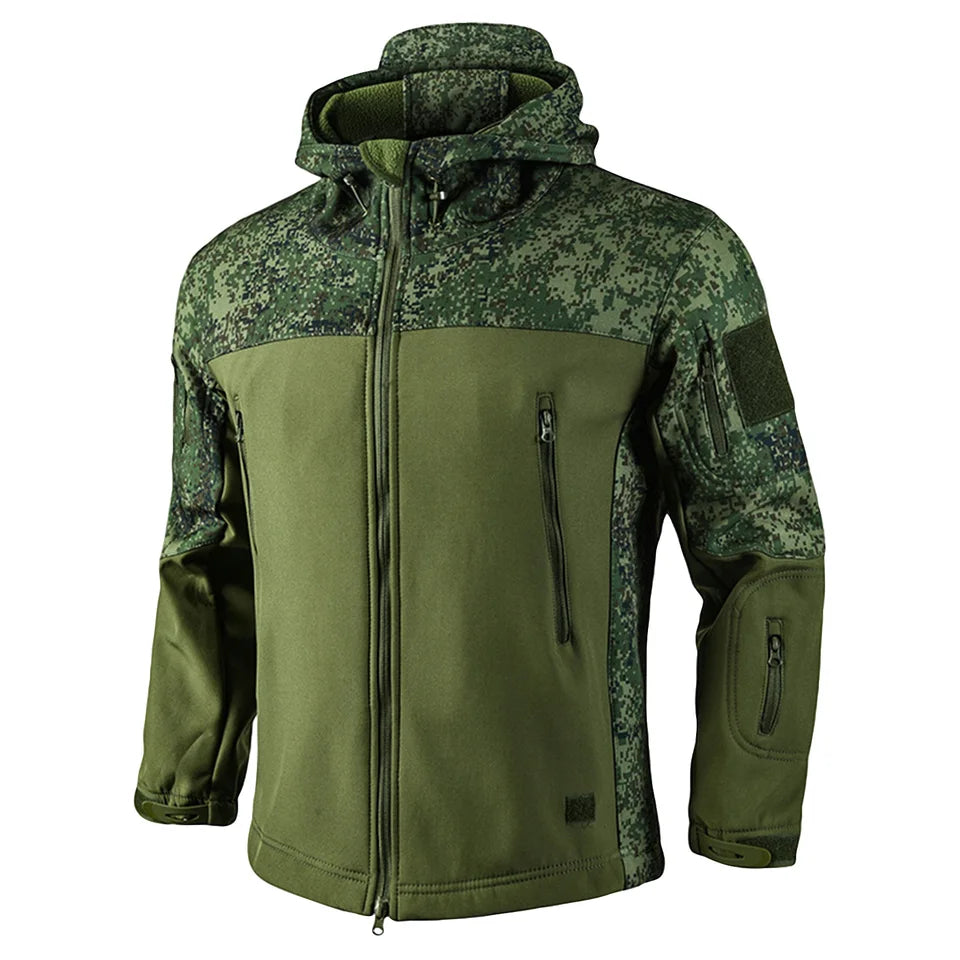 Men's Outdoor Waterproof Soft Shell Hooded Military Tactical Jackets Combat Hiking Camping Hunting Fleece Winter Autumn Coats