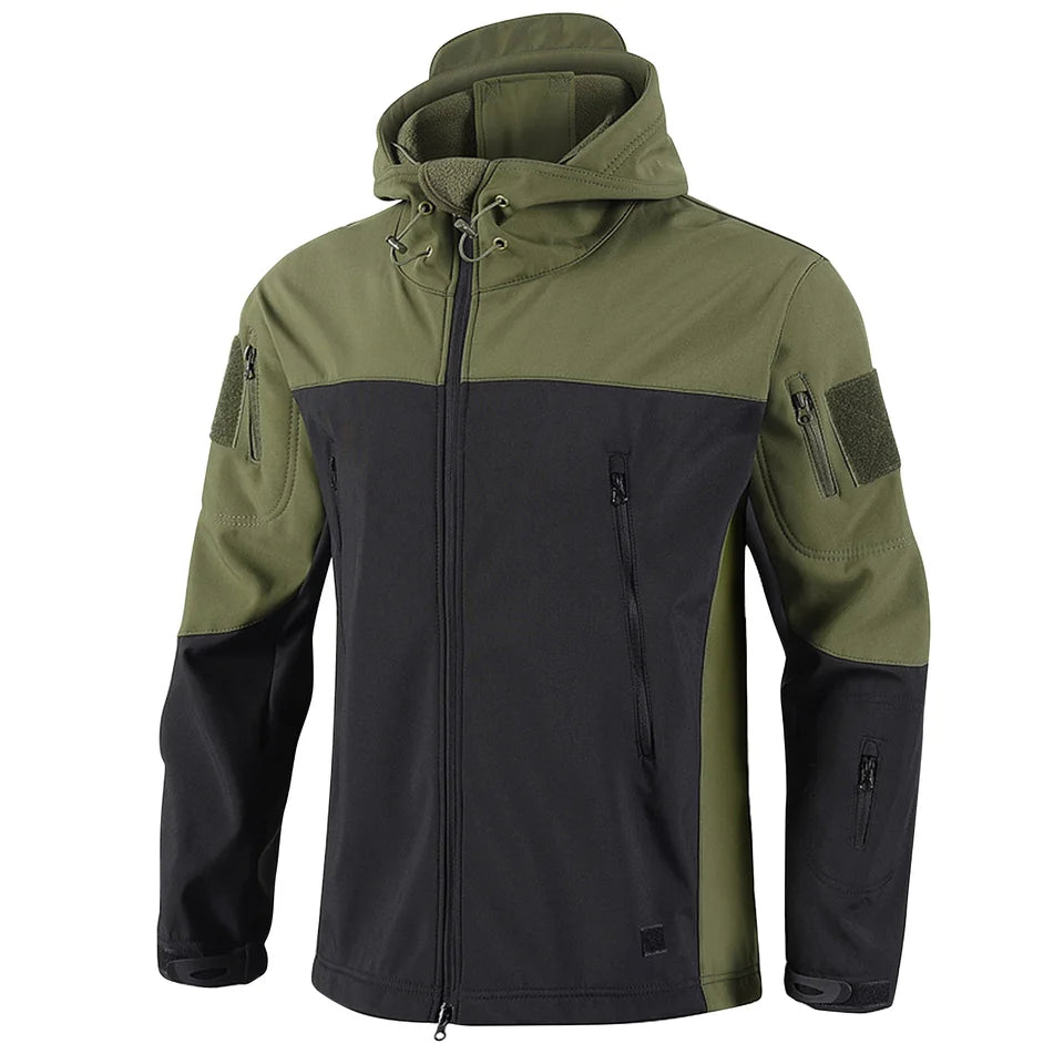 Men's Outdoor Waterproof Soft Shell Hooded Military Tactical Jackets Combat Hiking Camping Hunting Fleece Winter Autumn Coats