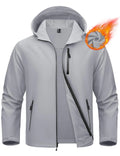 KEFITEVD Men’s Winter Lightweight Waterproof Fleece Lined Windbreaker Rain Jacket Hooded Softshell Jacket Outdoor Hiking Coat