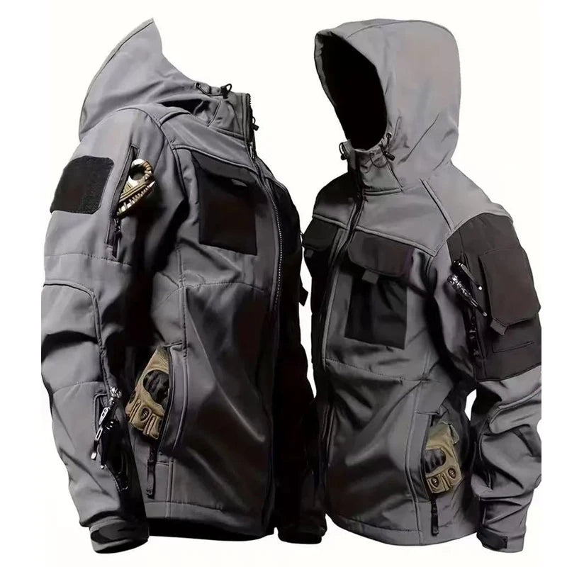Men's Winter Autumn SoftShell Fleece Waterproof Jackets Cargo Hood Coats Fishing Hiking Camping Climbing Skiing Pants Trousers