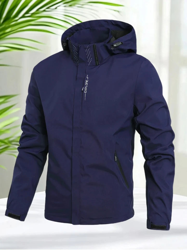 Waterproof Jacket Men Outdoor Windbreaker Jacket Removable Hooded Full Zip Coats Men Lightweight Softshell Outerwear Spring Fall