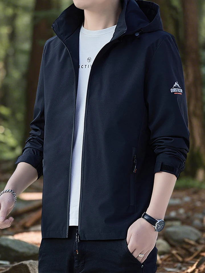 Men's Jackets Outdoor Waterproof Softshell Jacket with Hood Men Hiking Camping Outerwear Lightweight Coats Spring and Autumn