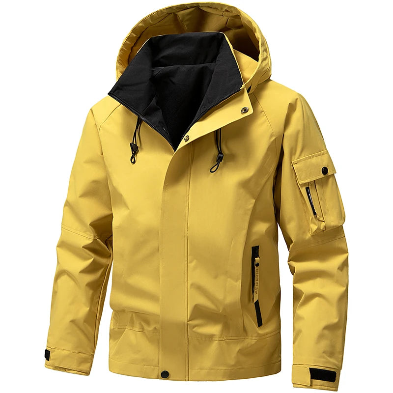 Softshell Jackets for Men Waterproof Zip Up Hooded Jacket Outerwear Coats with Zipper Pockets Hiking Camping Clothes Men 2025