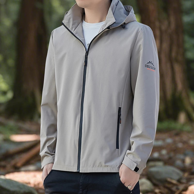 Men's Jackets Outdoor Waterproof Softshell Jacket with Hood Men Hiking Camping Outerwear Lightweight Coats Spring and Autumn