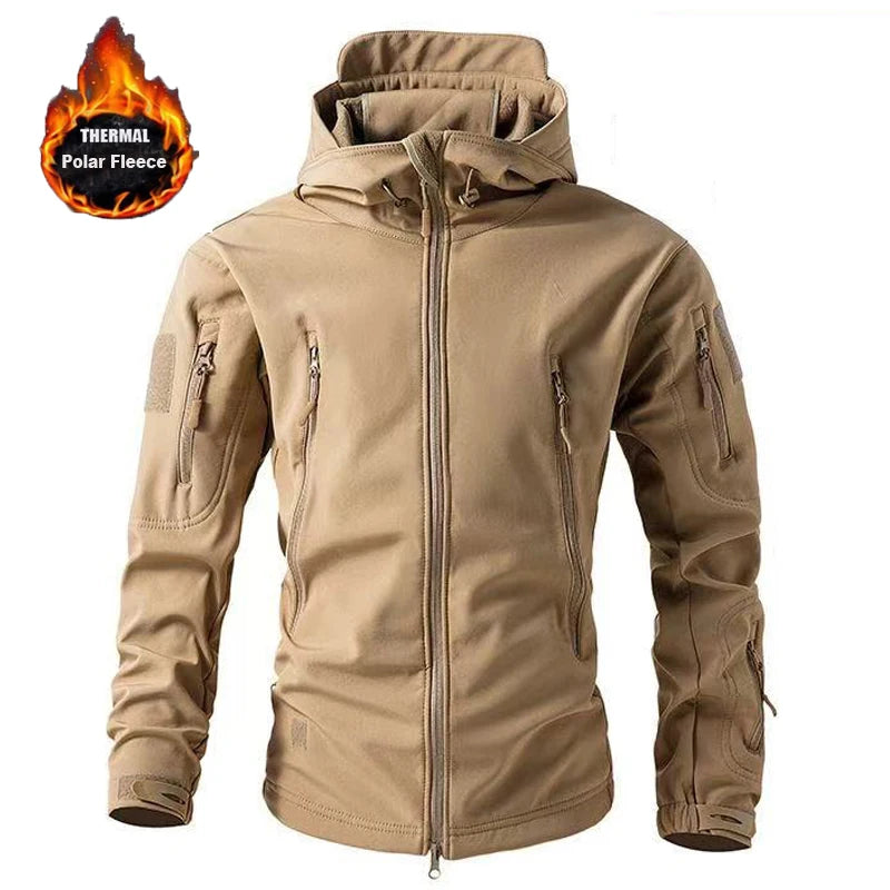Men's Winter Jacket Soft Shell Fleece Jackets Waterproof Outdoor Workwear Hiking Hunting Thermal Camping Tactic Army Coats Warm