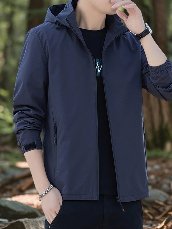 Men's Jackets Outdoor Waterproof Softshell Jacket with Hood Men Hiking Camping Outerwear Lightweight Coats Spring and Autumn