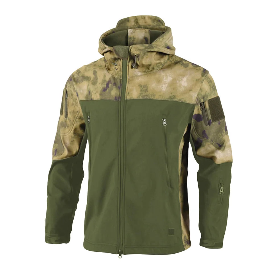 Men's Outdoor Waterproof Soft Shell Hooded Military Tactical Jackets Combat Hiking Camping Hunting Fleece Winter Autumn Coats