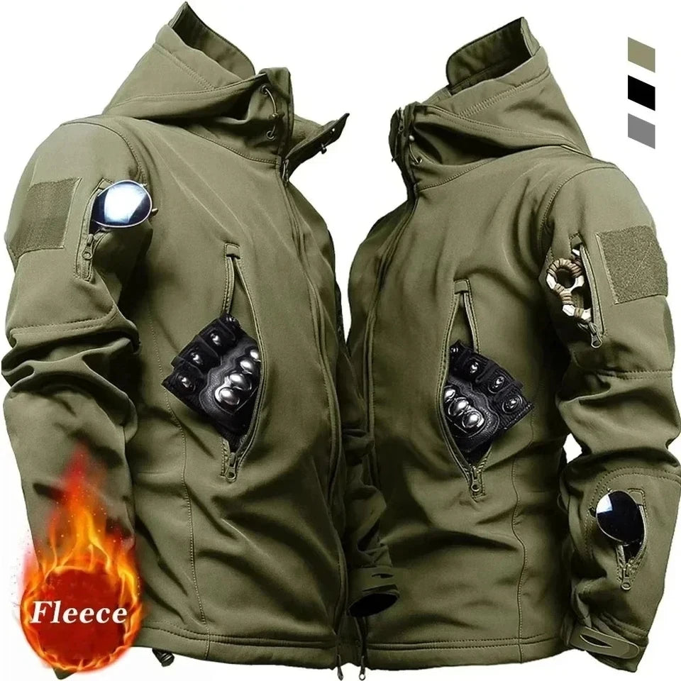 Men's Winter Jacket Soft Shell Fleece Jackets Waterproof Outdoor Workwear Hiking Hunting Thermal Camping Tactic Army Coats Warm